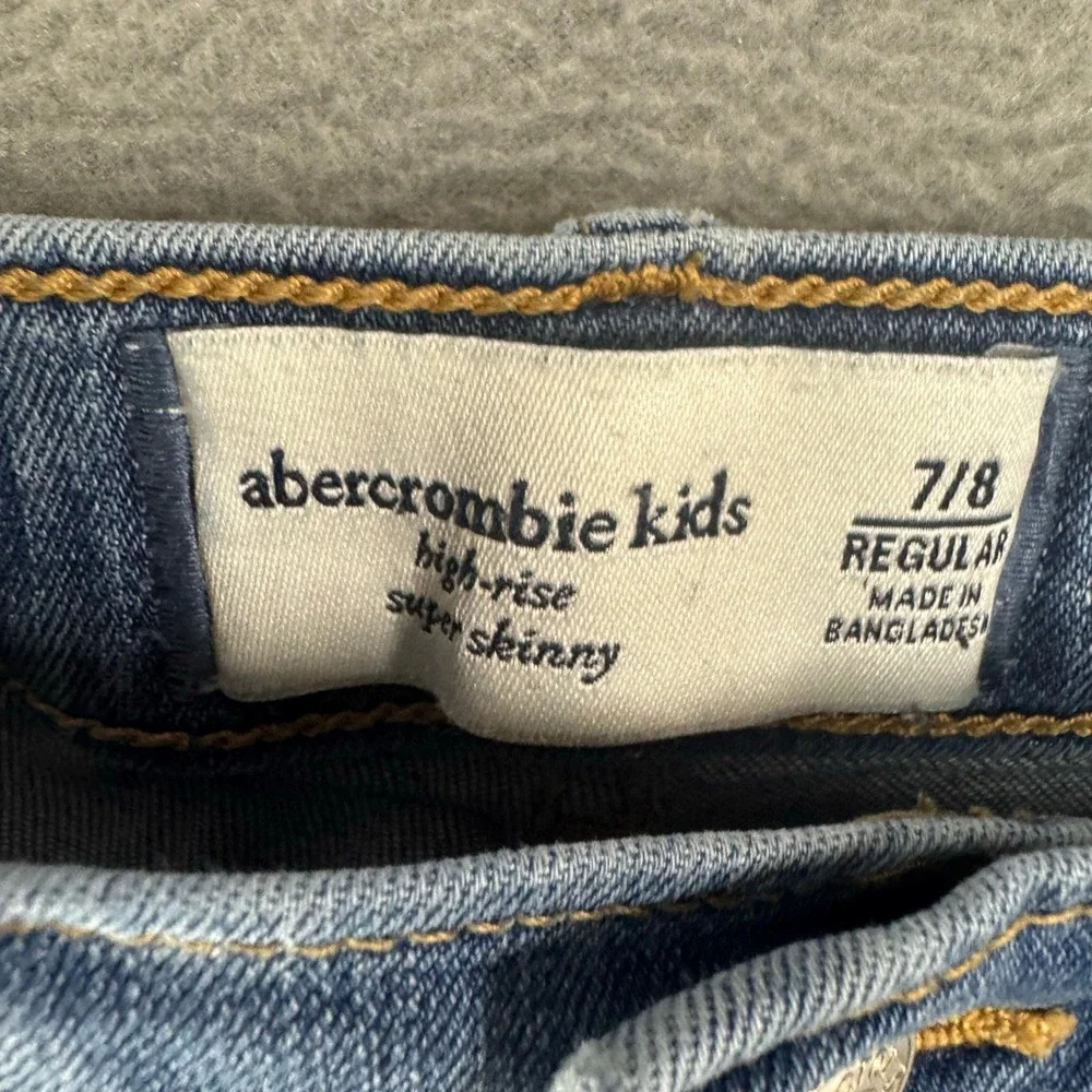 Abercrombie Fitch Kids Girls Jeans High-Rise Super Skinny Blue Denim Fade 7/8x22